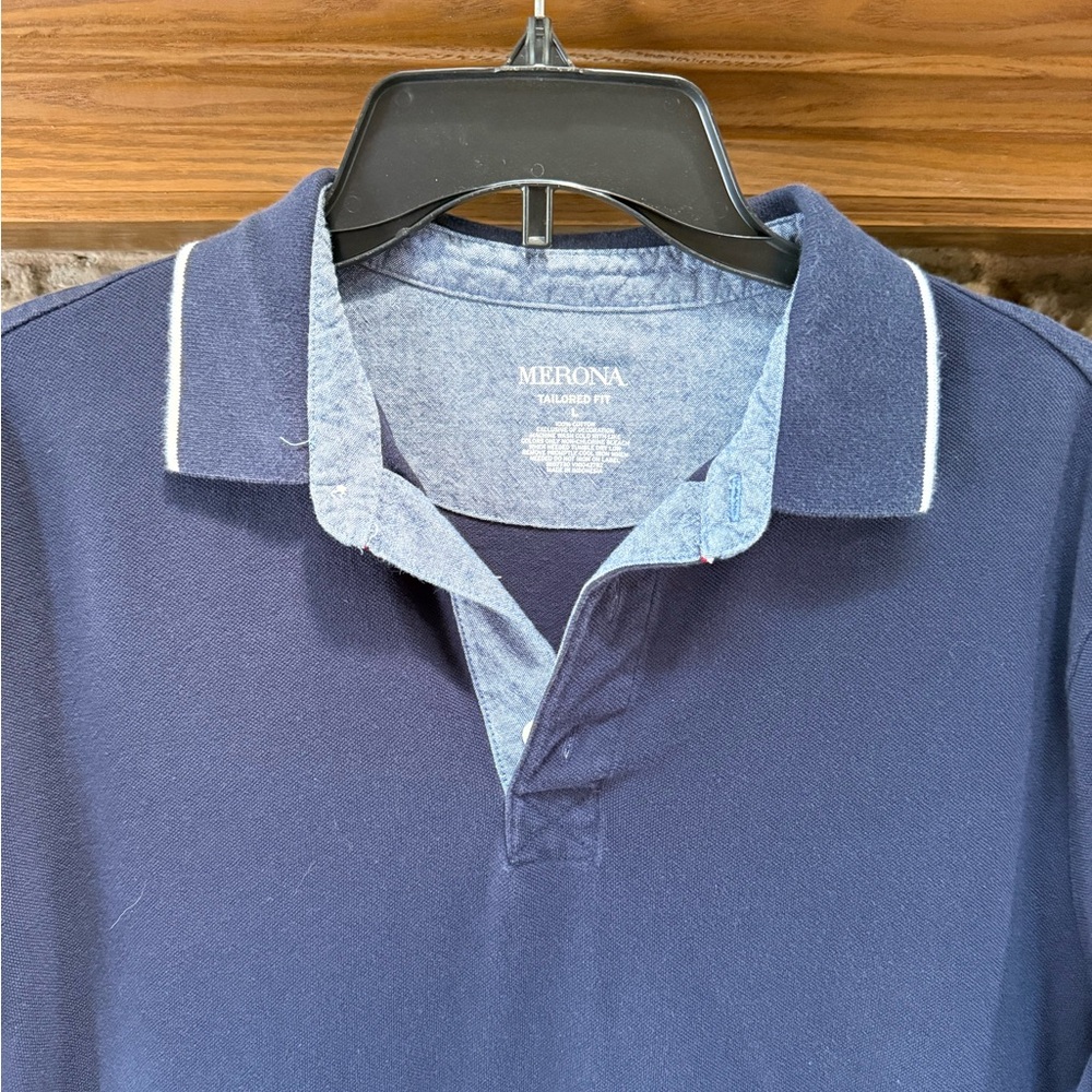 Men’s Merona Navy Blue Polo Shirt - Picture 2 of 3